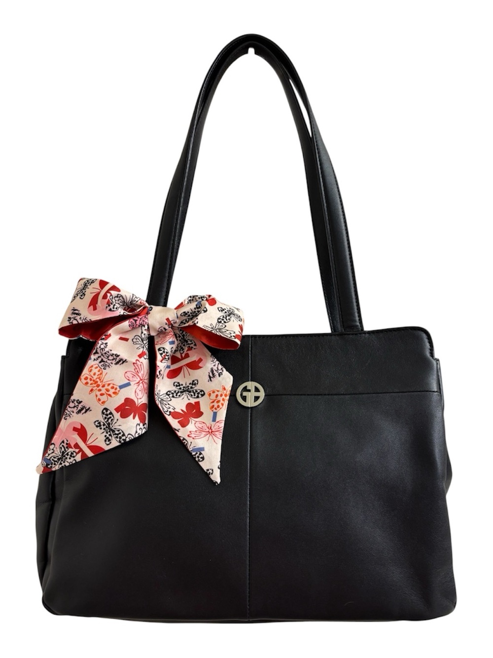 Gianni Bernini smooth black leather shoulder bag - Like New